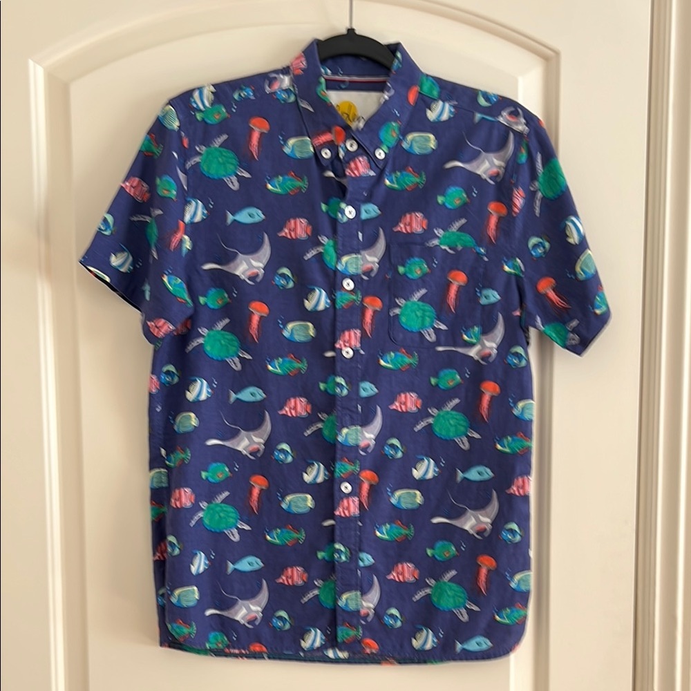Mini Boden Boy Linen Short Sleeve Shirt- 13-14Y (164 cm)
